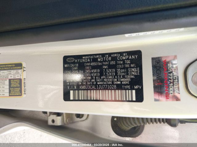 KM8J3CAL1JU771028 Hyundai Tucson Sport