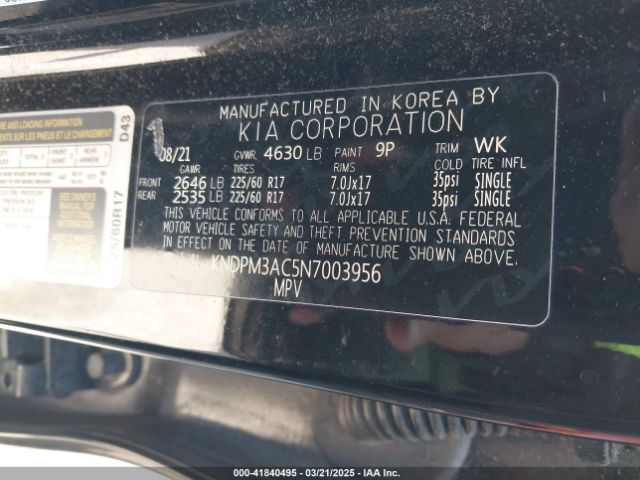 KNDPM3AC5N7003956 KIA Sportage Lx