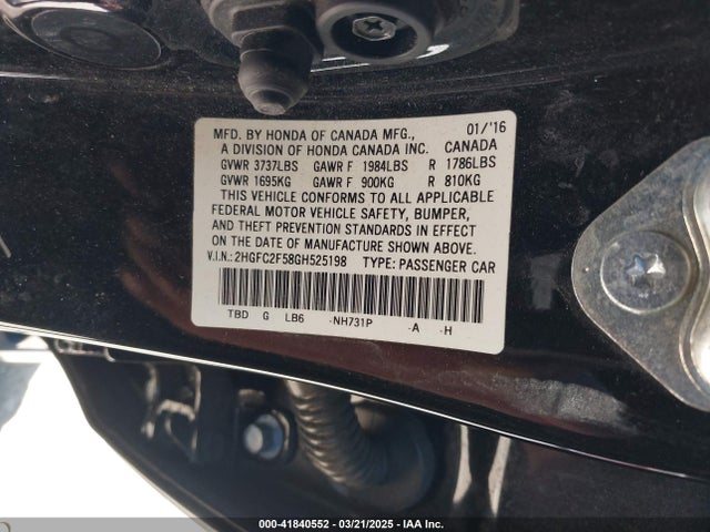 Honda Civic Lx 2016 2HGFC2F58GH525198 Image 9