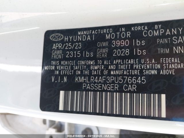 KMHLR4AF3PU576645 Hyundai Elantra N Line
