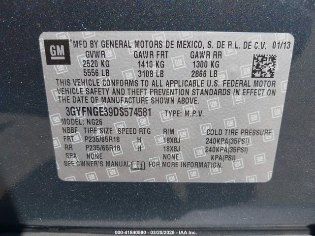 2013 CADILLAC SRX 3GYFNGE39DS574581 Photo 8