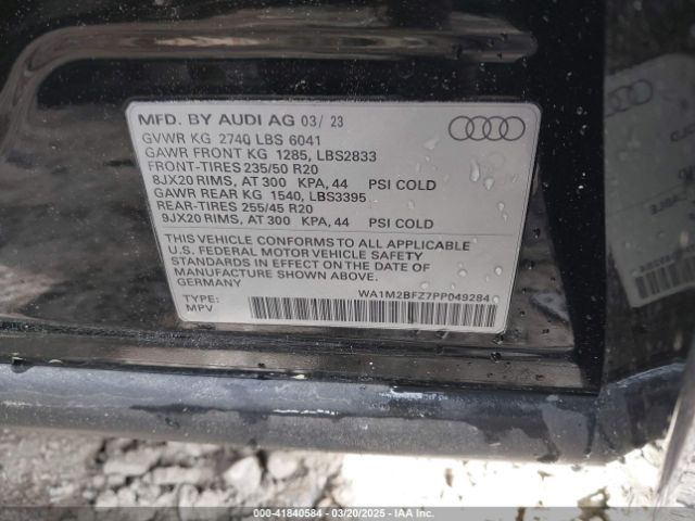 WA1M2BFZ7PP049284 Audi Q4 E-tron Prestige 50 Quattro