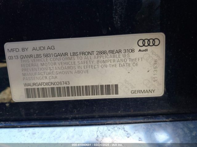 2013 AUDI A8 L WAURGAFD8DN026743 Photo 8