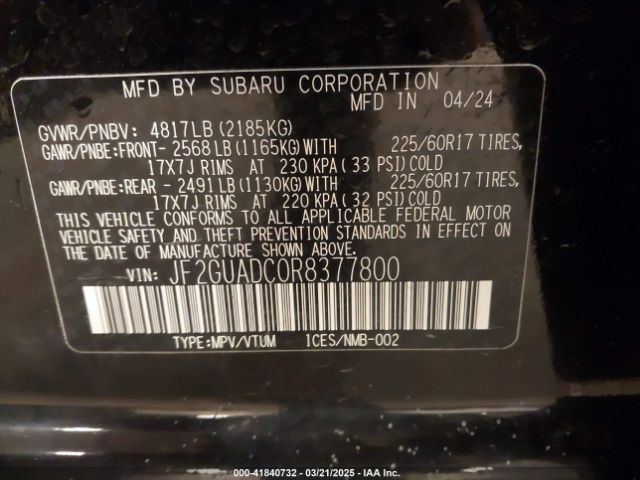 JF2GUADC0R8377800 Subaru na