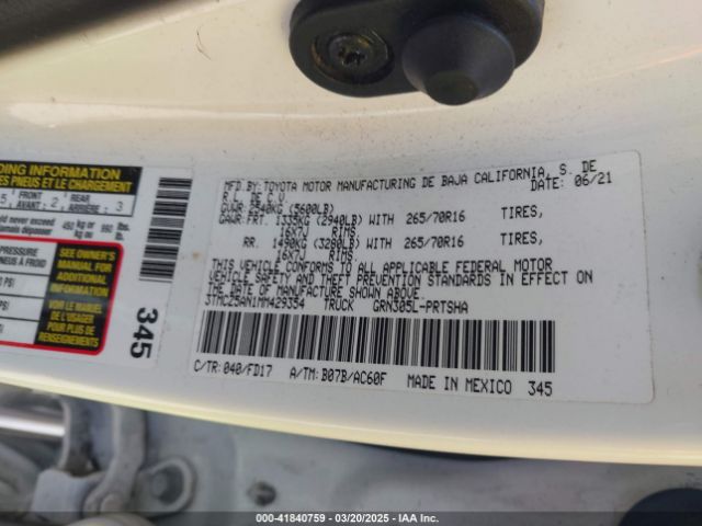 3TMCZ5AN1MM429354 Toyota Tacoma Trd Off-road