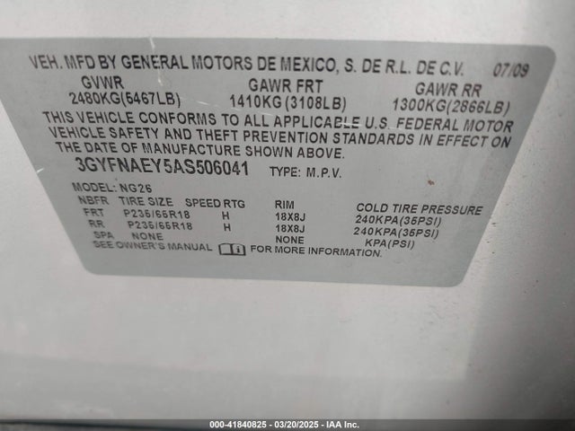 2010 CADILLAC SRX 3GYFNAEY5AS506041 Photo 8