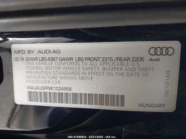 2019 AUDI A3 WAUAUGFFXK1024958 Photo 8
