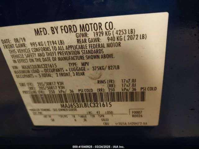MAJ6S3JL8LC321615 Ford Ecosport Ses