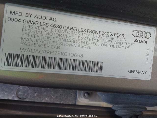 2005 AUDI A4 WAUAC48H75K010658 Photo 8