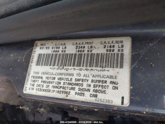 1993 SAAB 9000 YS3CK65B1P1029962 Photo 8