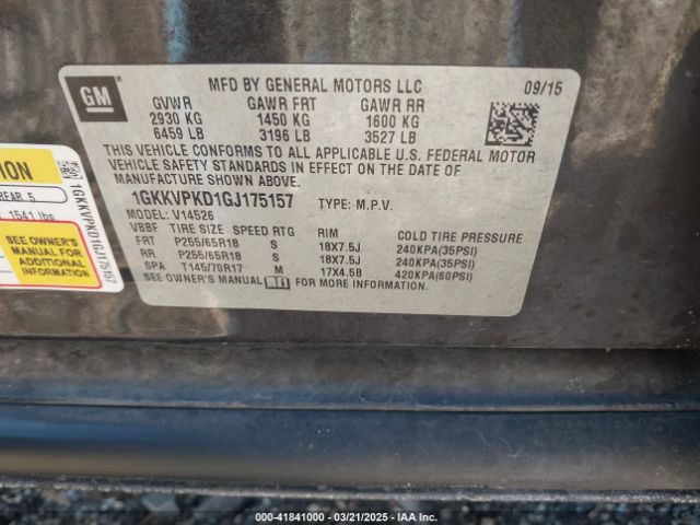 1GKKVPKD1GJ175157 GMC Acadia Sle-2