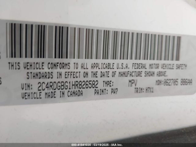 2C4RDGBG1HR826582 Dodge Grand Caravan Se