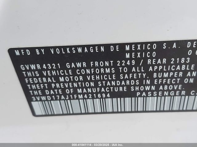 3VWD17AJ1FM421694 Volkswagen Jetta 1.8t Sport