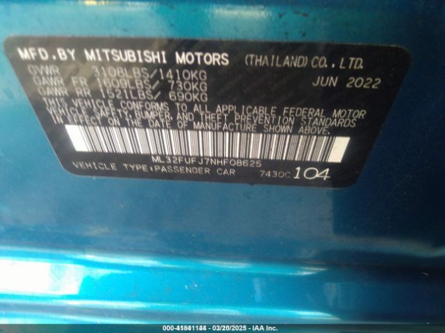 2022 MITSUBISHI MIRAGE G4 ML32FUFJ7NHF08625 Photo 8