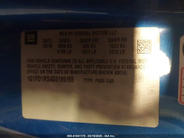1G1FD1RS4G0189165 Chevrolet Camaro 2lt