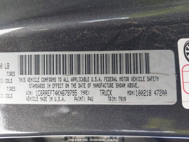 1C6RREFT4KN679795 RAM 1500 Big Horn/lone Star  4x2 5'7 Box