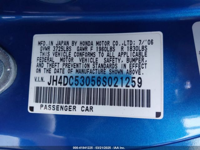 2006 ACURA RSX JH4DC53056S021259 Photo 8