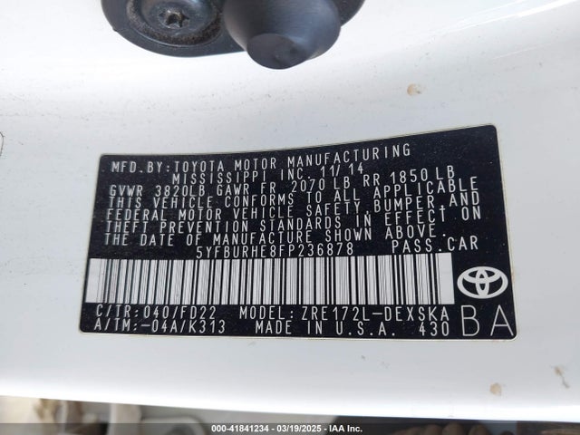 5YFBURHE8FP236878 Toyota Corolla S Plus