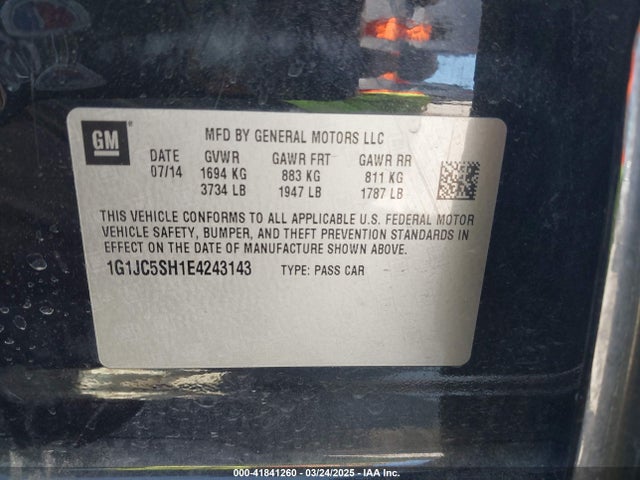 1G1JC5SH1E4243143 Chevrolet Sonic Lt Auto