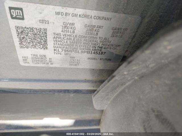 KL79MPSL9PB145187 Chevrolet Trailblazer Fwd Lt