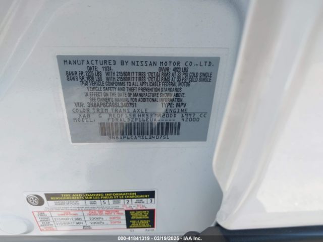3N8AP6CA9SL340751 Nissan Kicks Sv Fwd