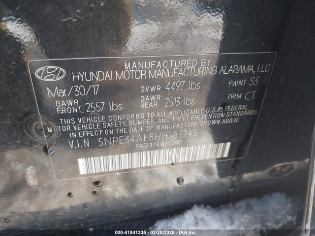 5NPE34AF8HH583245 Hyundai Sonata Sport