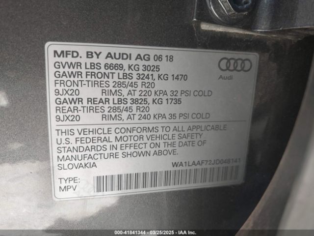 WA1LAAF72JD048141 Audi Q7