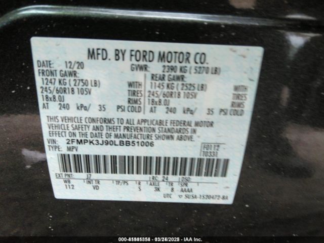 2FMPK3J90LBB51006 Ford EDGE SEL