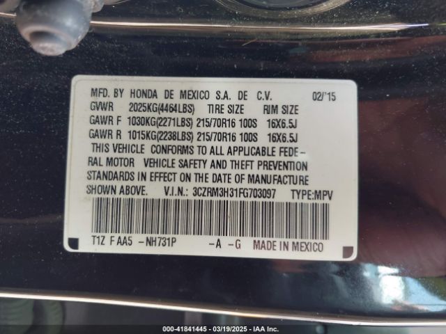 3CZRM3H31FG703097 Honda CR-V LX