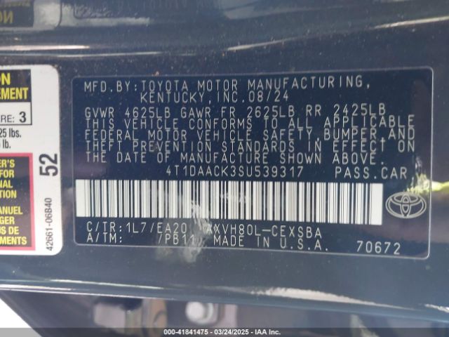 4T1DAACK3SU539317 Toyota CAMRY SE