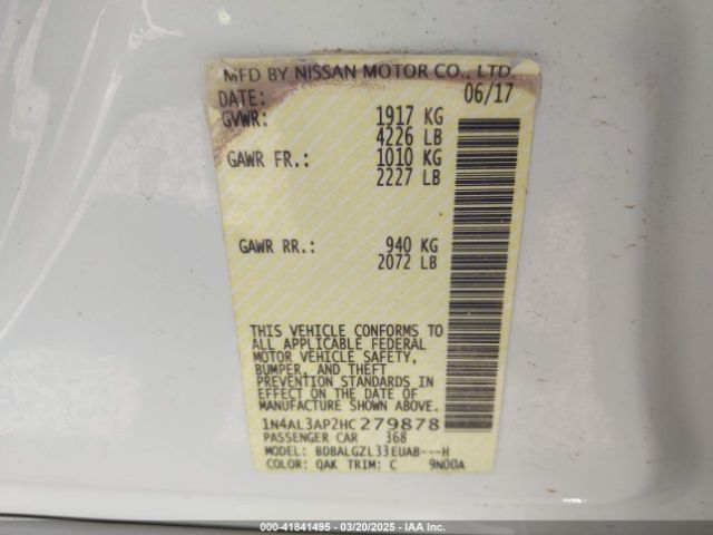 1N4AL3AP2HC279878 Nissan Altima 2.5 S