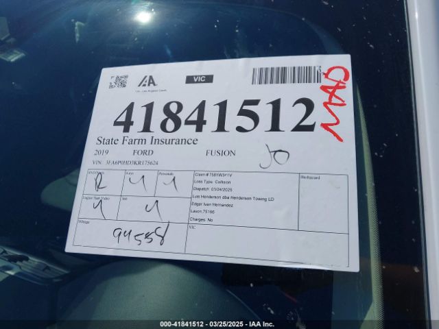 3FA6P0HD3KR175624 Ford FUSION SE