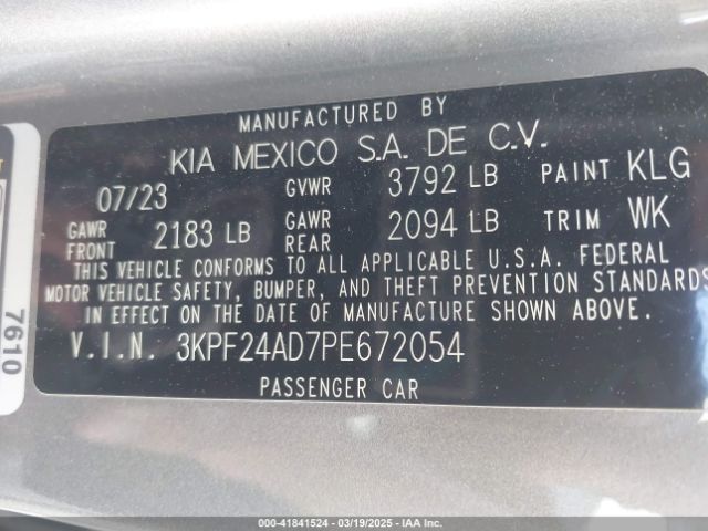3KPF24AD7PE672054 KIA Forte Lxs