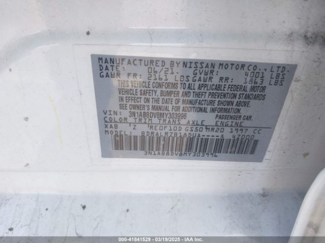 3N1AB8DV8MY303996 Nissan Sentra Sr Xtronic Cvt