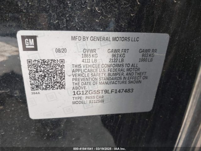 1G1ZG5ST9LF147483 Chevrolet Malibu Fwd Rs