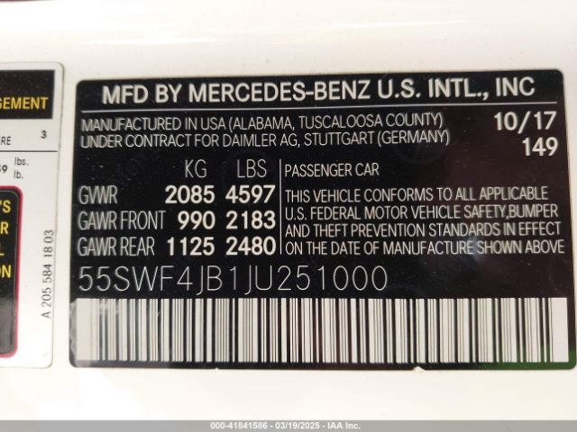 55SWF4JB1JU251000 Mercedes-Benz C 300