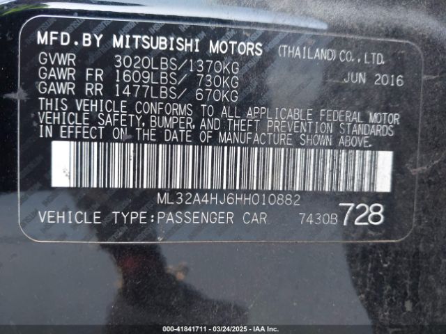 2017 MITSUBISHI MIRAGE ML32A4HJ6HH010882 Photo 8