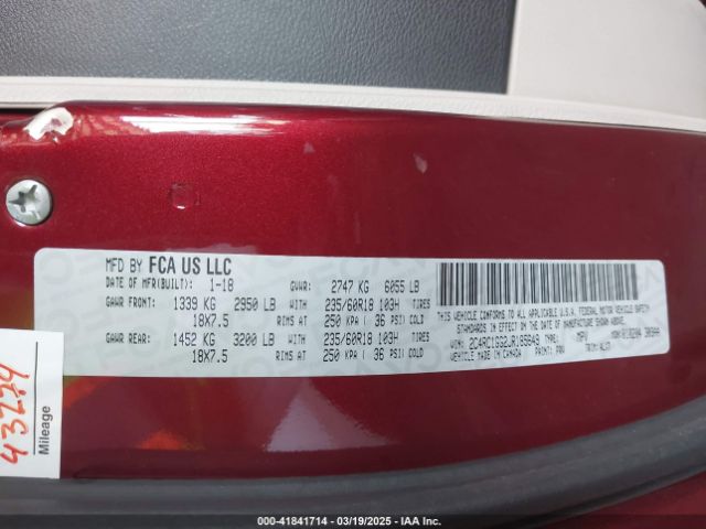 2C4RC1GG2JR185649 Chrysler Pacifica Limited