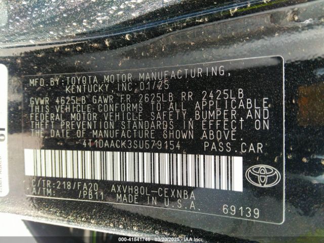4T1DAACK3SU579154 Toyota CAMRY LE