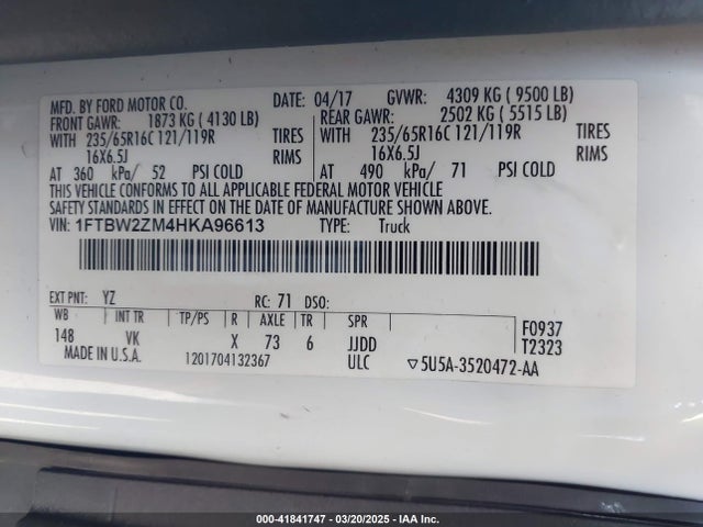 1FTBW2ZM4HKA96613 Ford Transit-350