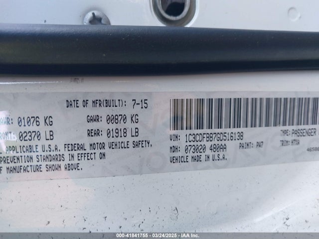 Dodge DART SXT 2016 1C3CDFBB7GD516138 Image 9