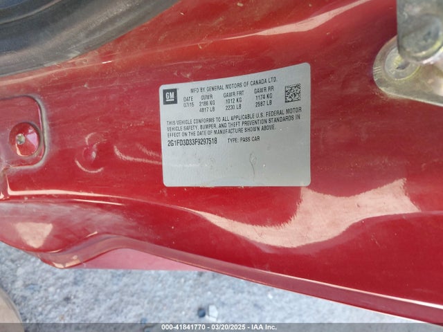 2G1FD3D33F9297518 Chevrolet Camaro 1lt