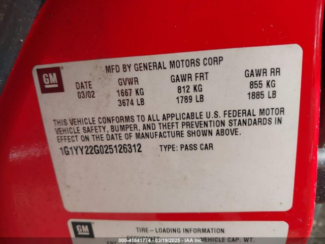 2002 CHEVROLET CORVETTE 1G1YY22G025126312 Photo 8