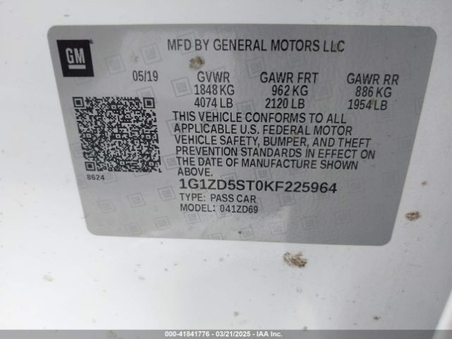 1G1ZD5ST0KF225964 Chevrolet MALIBU LT