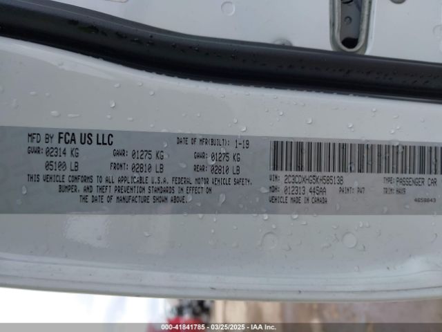 2C3CDXHG5KH585138 Dodge Charger Gt Rwd