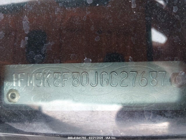 1FM5K8F80JGC27687 Ford Explorer Limited