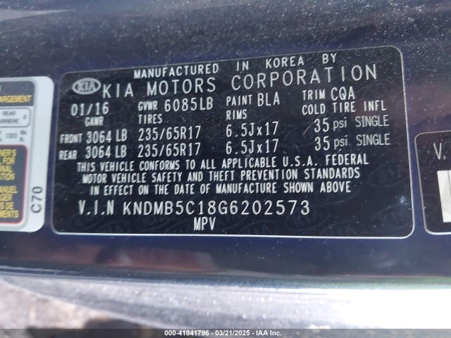 KNDMB5C18G6202573 KIA SEDONA LX