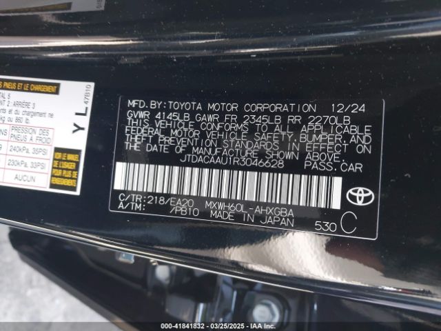 JTDACAAU1R3046628 Toyota PRIUS XLE