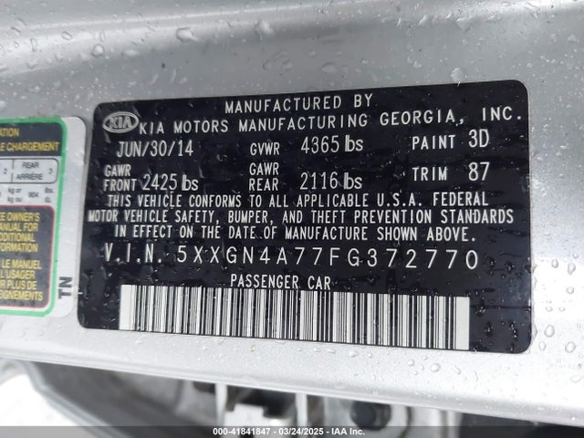 5XXGN4A77FG372770 KIA OPTIMA EX