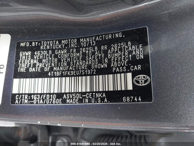 4T1BF1FK9EU751972 Toyota 2ar-fe